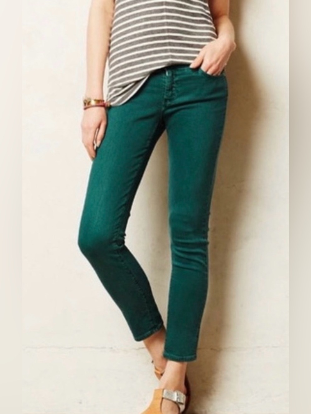 AG Adriano Goldschmeid The Stevie Ankle Slim Straight Ankle Jean in Green sz 27